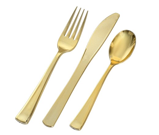 EASY PARTY Bone With Gold Edge Tableware - Grand Wedding Package