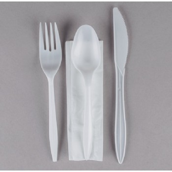 EaMaSy  Party   Wrapped Medium Weight  Plastic Cutlery Set with Napkin