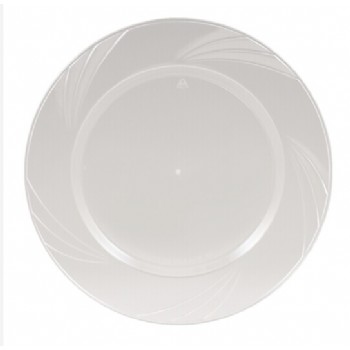 EASY PARTY 10.25'  Upscale Plastic Clear Dinner Plates Accented With a Swirled Fan Pattern