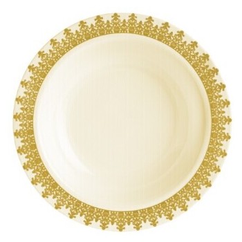 EASY PARTY  5 Oz. Ornament Ivory With Gold Design Soup Bowl