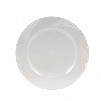 EASY PARTY 7.5'  Upscale Plastic Clear Salad Plates Accented With a Swirled Fan Pattern
